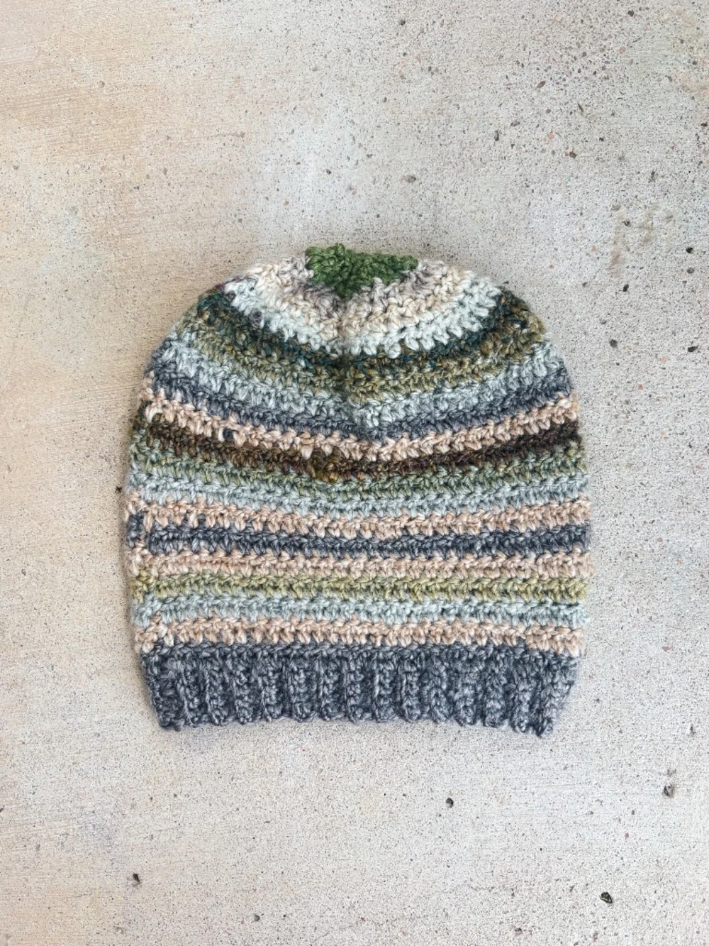 Handmade Crocheted Slouchy Beanie in Beige, Grey, Green, Blue, and Brown